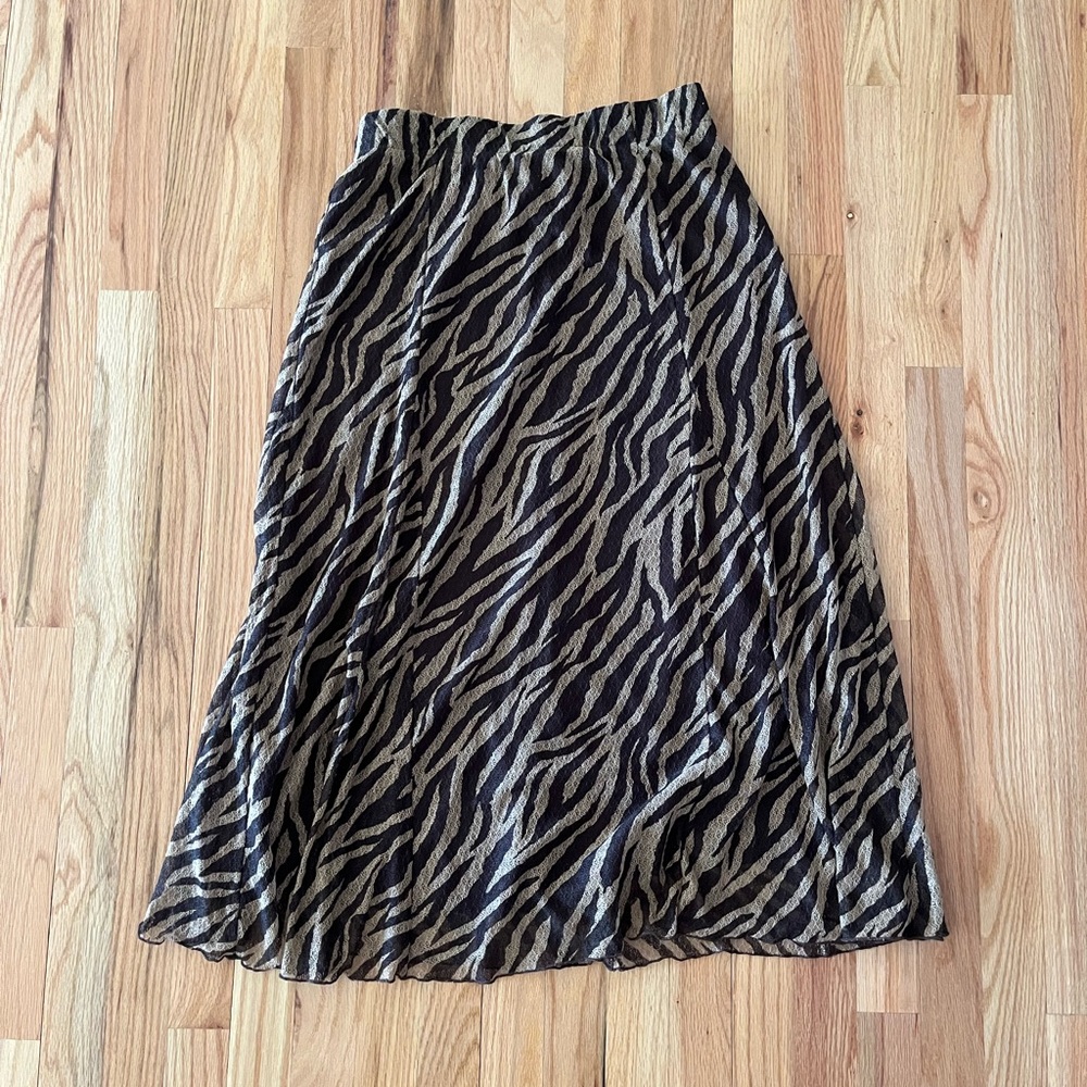 CHICO’S dark brown/lighter brown zebra print skirt